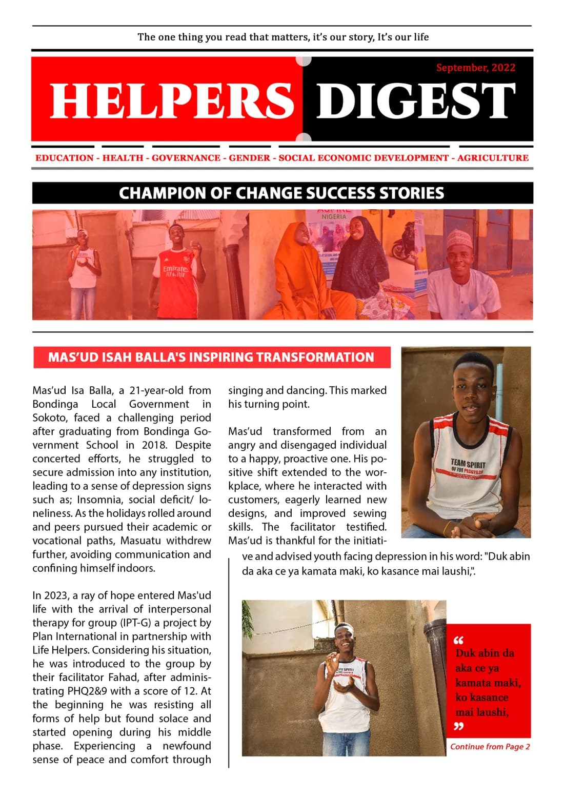 Helpers Digest: Champion of Change Success Stories cover